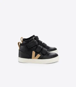 Kinder VEJA V-10 MID LEATHER BLACK DUNE