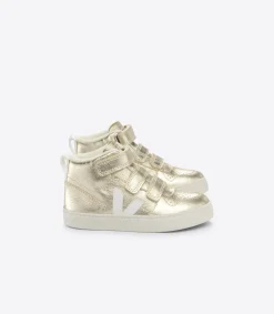 Kinder VEJA V-10 MID FURED LEATHER PLATINE