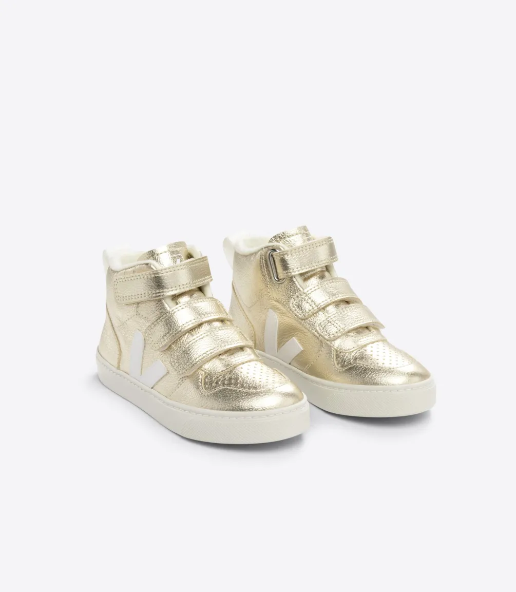 Kinder VEJA V-10 MID FURED LEATHER PLATINE