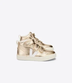 Kinder VEJA V-10 MID LEATHER GOLD WHITE