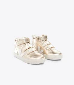 Kinder VEJA V-10 MID LEATHER PLATINE WHITE