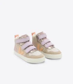 Kinder VEJA V-10 MID SUEDE MULTICO ALMOND PEACH