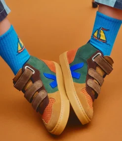 Kinder VEJA V-10 MID SUEDE MULTICO MUD PAROS